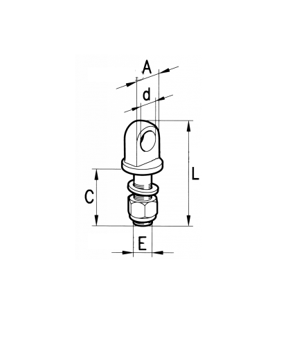 PERNO AD OCCHIO CON DADO  d 15 mm  Filettatura E M18x2,5 - immagine 2