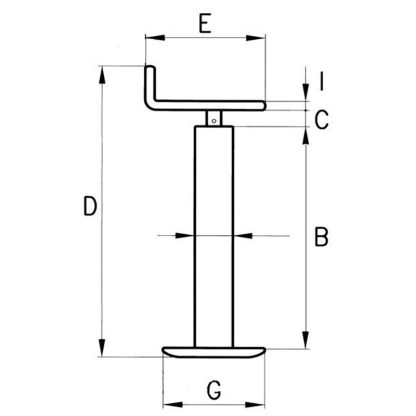 SERVOTIMONE TELESCOPICO A PIEDE FISSO PER RIMORCHI AGRICOLI D. 60 mm corsa 400 x 570 - immagine 2