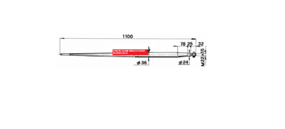 PUNTA CONICA COMPLETA DI DADO d.36x1100 fil.M22