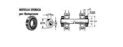ROTELLA SFERICA PER CATENE ROTOPRESSE RINFORZATA (Ø72 x ø35 x L=17)
