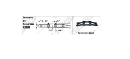 922.010.0 SPEZZONE CATENA 3 PASSI - PASSO 50,8 PER ROTOPRESSA KRÖNE
