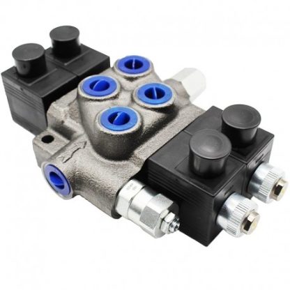 DISTRIBUTORE IDRAULICO OLEODINAMICO ELETTRICO 3/8' DOPPIO EFFETTO A 2 LEVE - 12 V