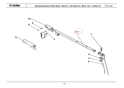 BRACCIO GIROANDANATORE-RANGHINATORE ACMA   FAZA    8/9 BRACCIA MOD.280/310 , MOD.340 9 BRACCIA
