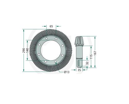 153352.0 COPPIA CONICA 12+83 ANDANATORE KRONE KS 6.20/20 Duo, 6.20-6.80/20 Duo, 6.21/20 Duo, 6.50-7.60/24 Duo Vario, 6.80-13.00 Duo Uni III, 13.00 Duo II - immagine 2