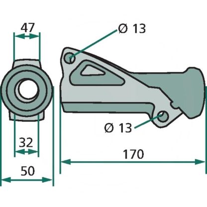 57720610 TUBO SUPPORTO BRACCIO ANDANATORE KUHN GA 381GM, 381GM/10, 381GT, 4100TH, 4101GM, 4101GT, 4101GTH, 4121GM, 4521GM, 682, 732, 7000DL, 7301, 7302DL - immagine 2
