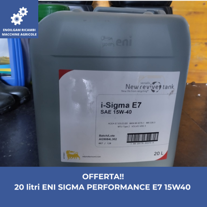 Agip i - Sigma OLIO MOTORE ENI E7 eperformance 15W40 20LT     TRASPORTO GRATUITO in tutta Italia - immagine 2