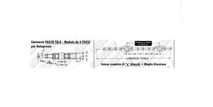 62209001 CATENA  + Maglia Giunzione Passo 50,8 - Modulo 6 Passi - 27 Attacchi PER ROTOPRESSA FORT WOLGARI FERABOLI 66.001-A