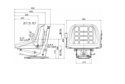65010 SEDILE PER TRATTORE GT50 CON MOLLEGGIO M20 VERICALE E GUIDE CON CINTURE DI SICUREZZA - immagine 2