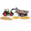 TRATTORE CON CARICATORE FRONTALE E RIMORCHIO RIBALTABILE CLAAS NECTIS 267 F BRUDER - immagine 2
