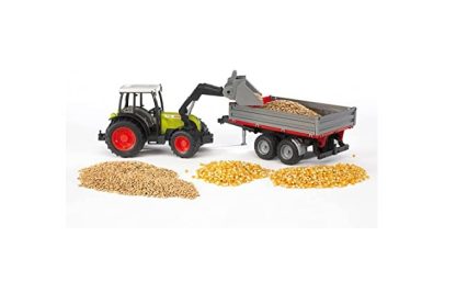 TRATTORE CON CARICATORE FRONTALE E RIMORCHIO RIBALTABILE CLAAS NECTIS 267 F BRUDER - immagine 2
