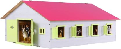 SCUDERIA IN LEGNO ROSA CON 7 BOX PER CAVALLI KIDS GLOBE - immagine 2
