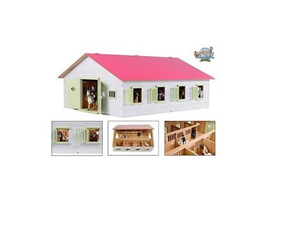 SCUDERIA IN LEGNO ROSA CON 7 BOX PER CAVALLI KIDS GLOBE