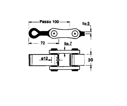 CATENA PER SPANDILETAME A PIASTRA PASSO 100 ROTOLO 9,08MT 62914 - immagine 2
