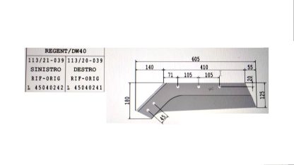 VOMERE SINISTRO PER ARATRO REGENT DW40 45040242