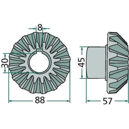 06565390 RUOTA DENTATA CONICA 16 DENTI DEUTZ FAHR KVERNELAND Rif. Orig. 06565390, 06580421, 1.1043.010.101.00, VF16624752 Serie KH KH 2.52 KH 2.76 KH 3.52 KH 3.55 KH 3.76 KH 3.76/7 DN-HS KH 20 KH 40 KH 60 KH 300 KH 400 KH 500 KH 700  VICON - PZ  Rif. Orig.VF16624752 Fanex Fanex 522 Fanex 562 Fanex 772  POTTINGER  Rif. Orig.VF16624752  SERIE ZK ZK 230 ZK 446 ZK 667 ZK 676 - immagine 2