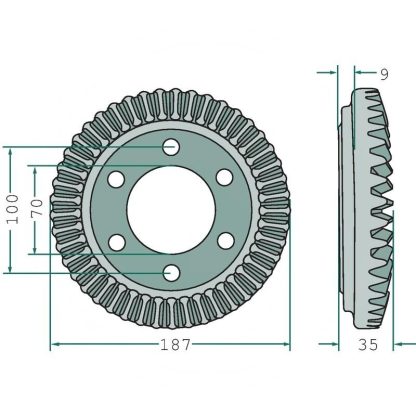 58557410 CORONA 45 DENTI SPANDIVOLTFIENO KUHN