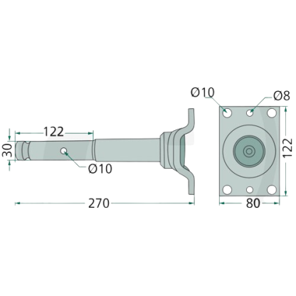 ASSE FLANGIATO PER SPANDIVOLTAFIENO POTTINGER 00206700261, 206.700.250, 0+206.70.026.1, 00+206.70.026.1, 647206700261F