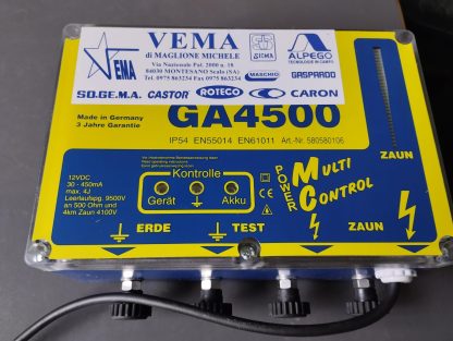 ELETTRIFICATORE PROFESSIONALE  ALIMENTAZIONE A  BATTERIA  12 VOLT  GA4500  580580106 POWER CONTROL  4,5 J LUNGHEZZA RECINTO KM 4,5