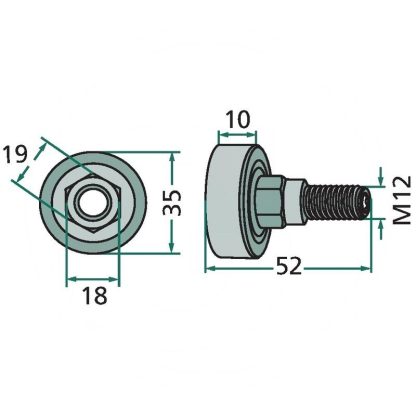PERNO DI REGOLAZIONE COMPLETO DI RULLO PER ANDANATORI DEUTZ FAHR KVERNELAND 06581495, 1.1501.030.590.00