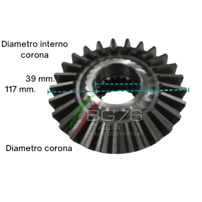 BG4706   COPPIA CONICA PIGNONE CORONA MOTOCOLTIVATORE PASQUALI 598 DENTI 9 26 - immagine 4