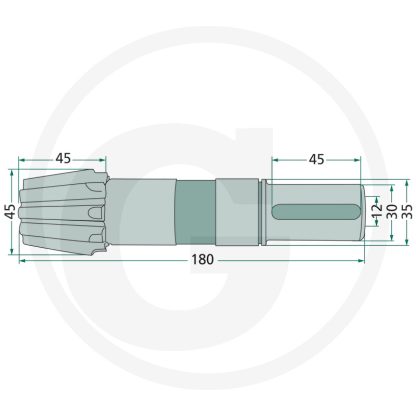 64700261800021F ALBERO CON PIGNONE 9 DENTI PER ANDANATORE POTTINGER  00261800021, 0+261.80.002.1, 00+261.80.002.1