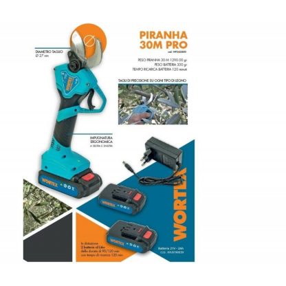 0709010045  WORTEX FORBICI POTATURA PIRANHA - 30M GARANZIA 2 ANNI - immagine 2
