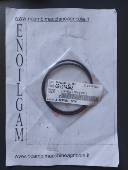 ORVIT4362   O-RING IN GOMMA NITRILICA CON Ø 91,67 MM E SPESSORE 3,53 MM – CAR OR4362