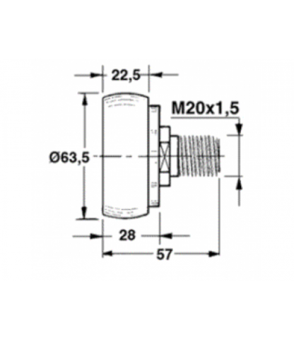 58.102  	RULLO PISTONE M20 x 1,5 - Diam. 63,5x57 PER IMBALLATRICE