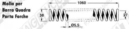 61.146     MOLLA A COMPRESSIONE      L=1060 - ø=38 - Bordo ø 5,5