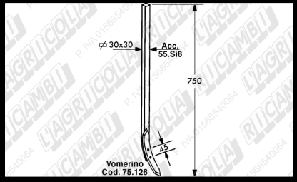75.265  MOLLA ROMPITRACCIA Quadro 30x30 H=750 - RIGIDA (con Vomerino Cod. 75.126)