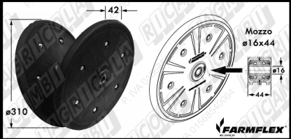 77.456-D2   	RUOTA "FARMFLEX" ø310 x 25 (Cerchio in Polimero - Mozzo 16x44)