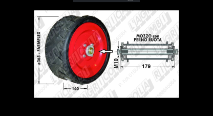 77.456-M4  RUOTA "FARMFLEX" ø365 x 165 (Completa di Cuscinetti+Coperchietti+Albero Centrale)