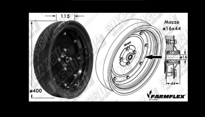 77.458-A12	RUOTA "FARMFLEX" ø400 x 115 (Cerchio in Polimero+Acciaio - Mozzo 16x44)