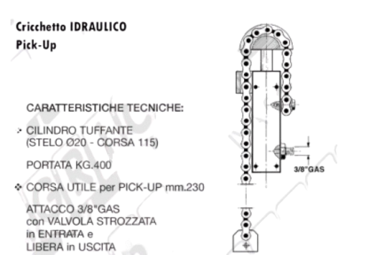 60.510  SOLLEVATORE IDRAULICO per Pick-Up PER ROTOPRESSA GALLIGNANI E COSTRUTTORI VARI