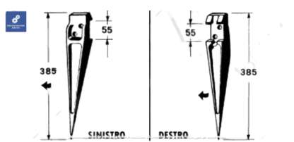 59.213 FORCONE in ALLUMINIO DESTRO PER ROTOPRESSA  Sgorbati  COD ORIG 11/143