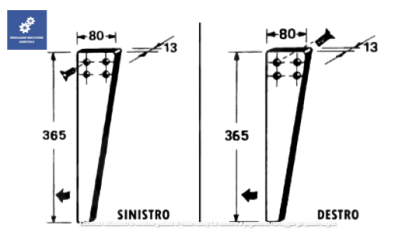 59.226 FORCONE in ALLUMINIO DESTRO PER ROTOPRESSA Italo Svizzera  COD ORIG PR748 7111748