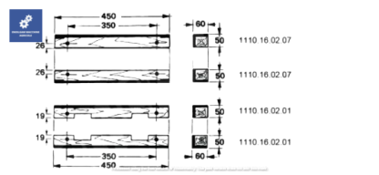 58.218-S  PATTINO PISTONE : Serie n° 4 PATTINI PER ROTOPRESSA WELGER COD ORIG 1110.16.02.01/n°2 + 1110.16.02.07/n°2