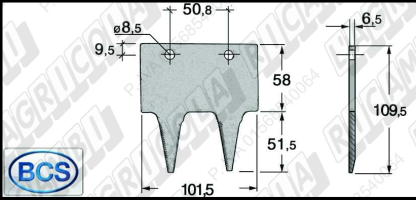 45564 dente doppio barra "EUROPA" per BCS  74.360    565.50648 - immagine 2