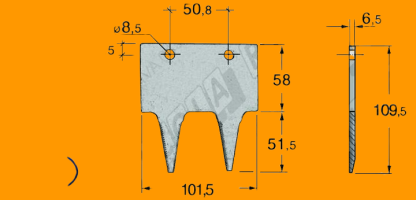 45564 dente doppio barra "EUROPA" per BCS  74.360    565.50648