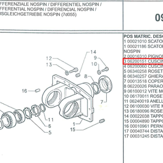 006200151 CUSCINETTO A RULLI CONICI PER PIGNONE  DIFFERENZIALE ANTERIORE GOLDONI SERIE 3000 MODELLO 3070 STAR