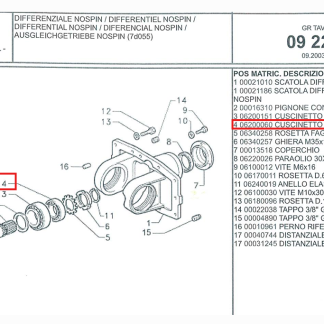 006200060 CUSCINETTO A RULLI CONICI PER PIGNONE  DIFFERENZIALE ANTERIORE GOLDONI SERIE 3000 MODELLO 3070 STAR