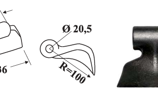 FP198F20 MAZZA PER TRINCIA BERTI MP0794  SERIE M - MEGA - TBM SUPER   FORO 20.5 TESTA 85 R=100